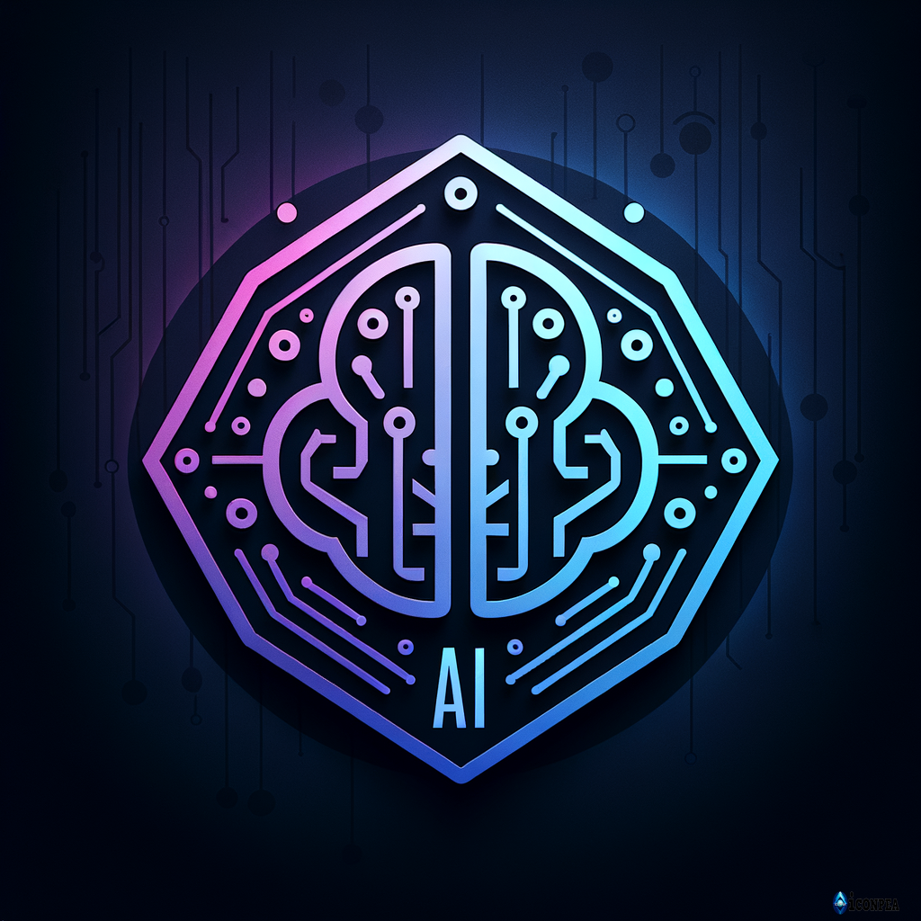 Quero um ícone de IA moderno, estilo minimalista com fundo escuro