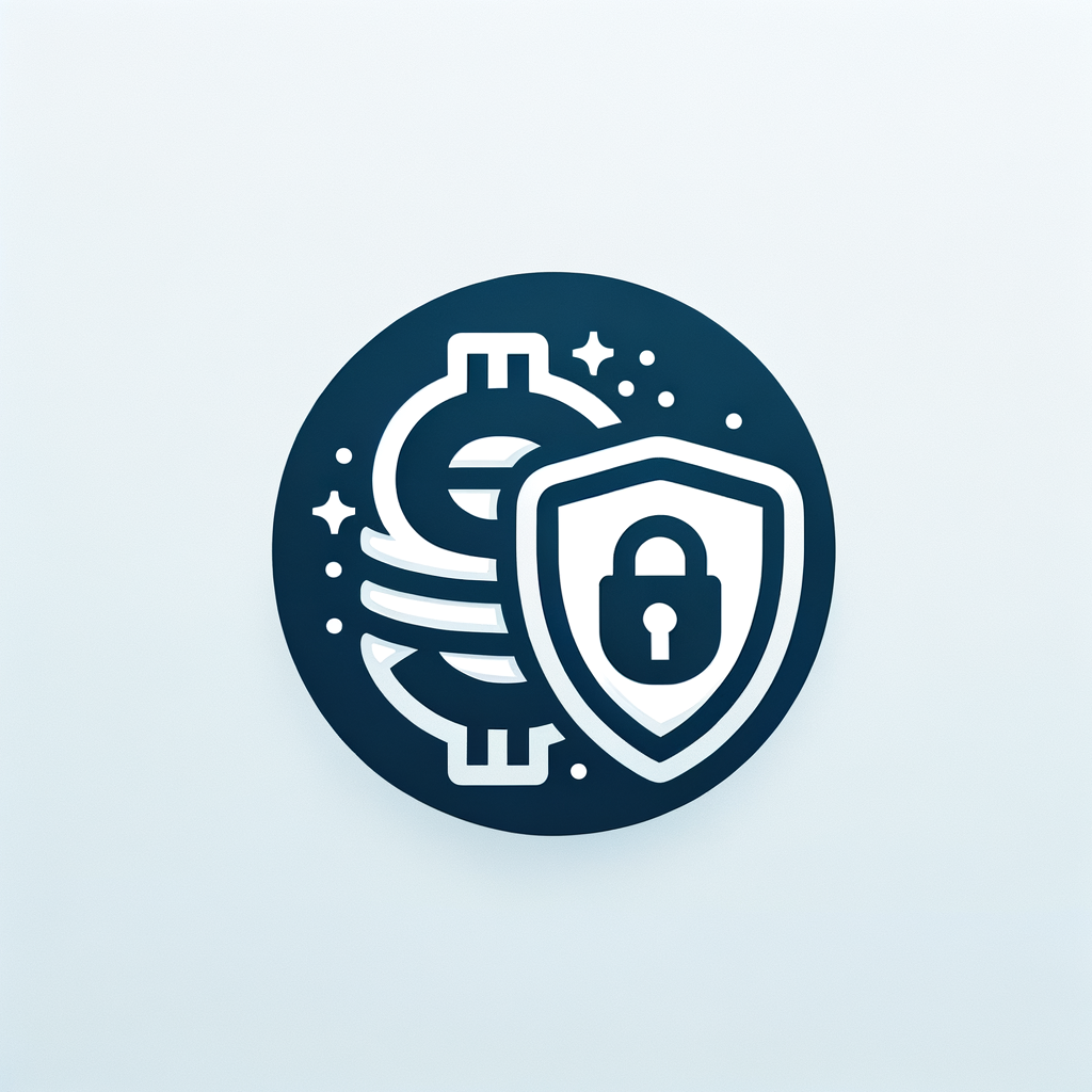 logo moderno de préstamos con icono de dinero y seguridad