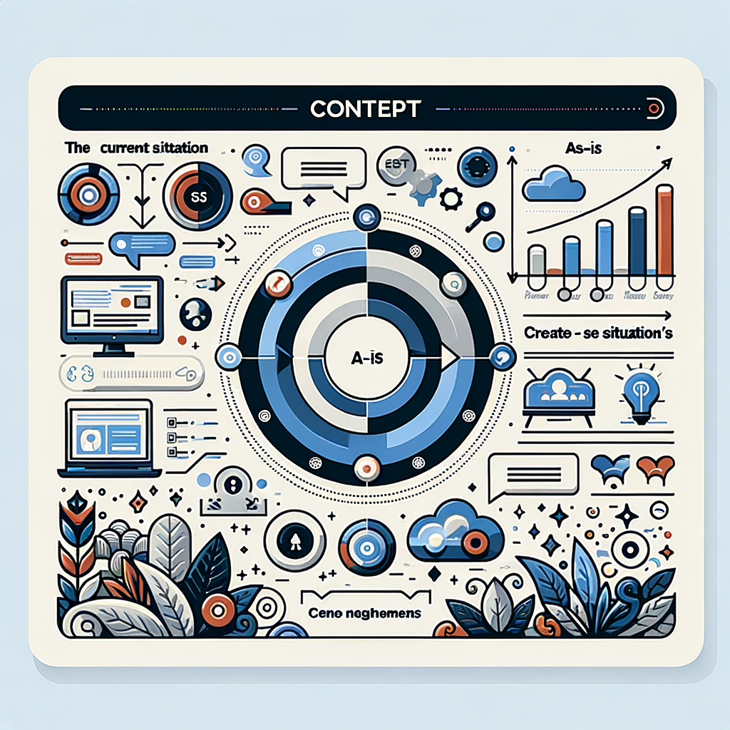 mi generi elementi per una slide di contesto, in cui descrivo la situazione AS-IS. Il testo occupa la maggior parte della slide, mi serve qualche elemento grafico per la parte a destra del testo