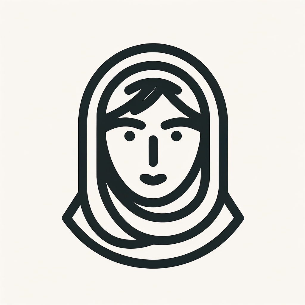 Make the face of a woman who barely speaks Persian into a minimal icon with PNG output. The entire face should be completely minimalist.