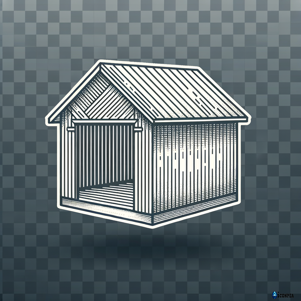 No fixed covered storage structure → Simple open shed outline icon, transparent background