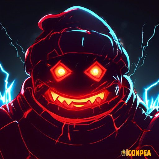 the head of an evil dark red snowman with red eyes, who has a big gear instead of a hat and a bitten carrot instead of a nose