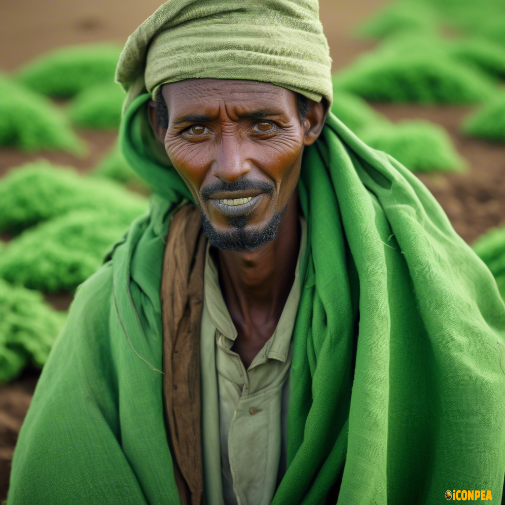 An Ethiopian farmer in green color