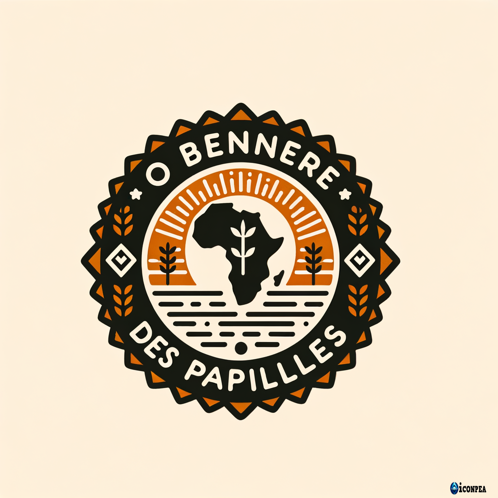 Un logo africain avec ecrit dessus "O bonheur des papilles" et une icone d'afrique