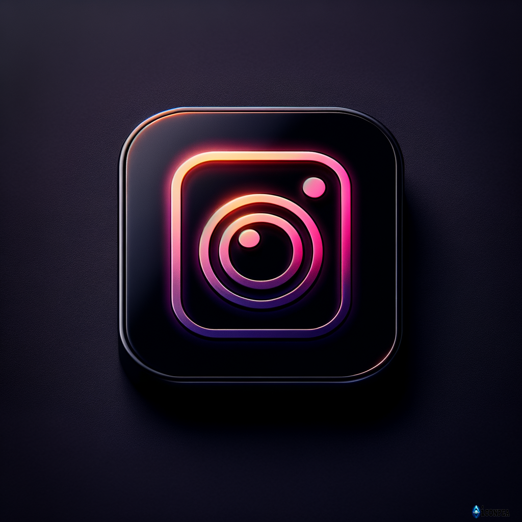 Icône d’application style noir premium au format 1024×1024 px, conçue pour iPhone. Fond noir élégant, légèrement dégradé pour donner de la profondeur. Au centre, le symbole d’appareil photo Instagram avec un contour dégradé rose–violet–orange typique du logo Instagram. Effet néon ou brillant subtil, lignes douces et modernes. Sous le symbole, le texte « Bio » en blanc pur (#FFFFFF), avec une typographie sans-serif élégante et bien centrée. Style minimaliste, professionnel et haut de gamme, avec un léger effet 3D et un éclat doux sur les contours.