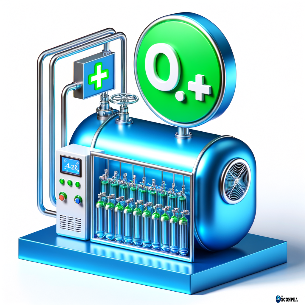 O₂ Generation System –  O₂ آبی‌رنگ با درخشش سبک سه‌بعدی، همراه با علامت "+" سبز برای «تولید