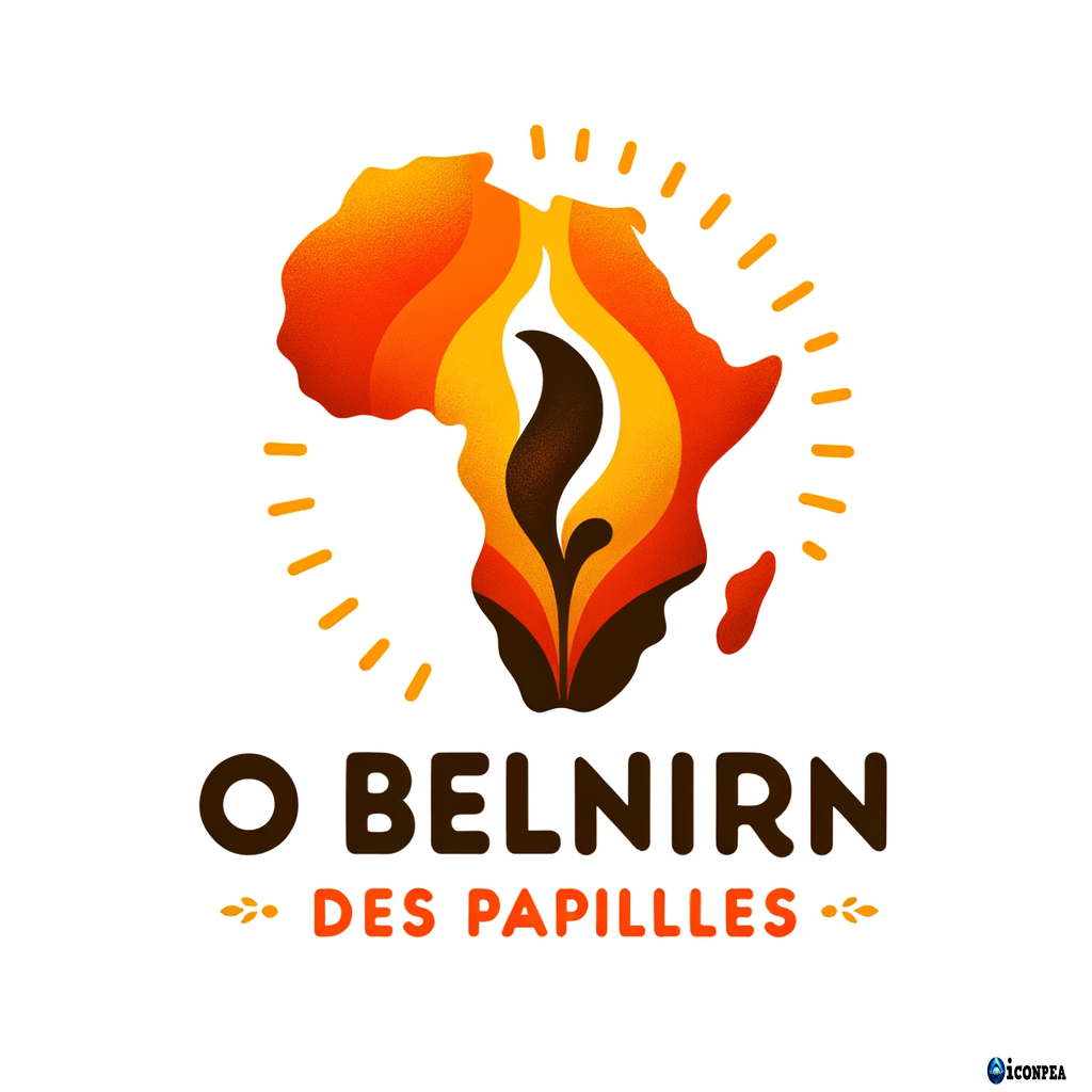 Un logo africain avec ecrit dessus "O bonheur des papilles" et une icone d'afrique