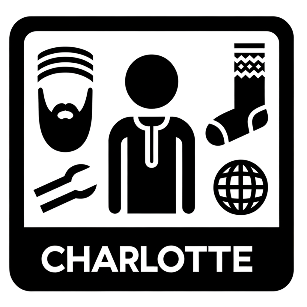 je veux générer une petit icone en noir et blanc proportion 2cm sur 2 cm en 2D sur une feuille A4, essaye de représenter: Charlotte, Caches-barbe et sur-chaussures disponibles en quantité suffisante attention ne met pas d'image de femme