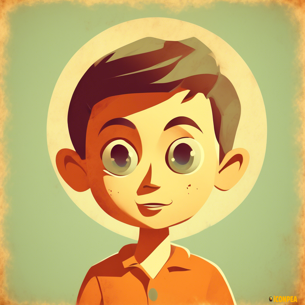 5D and 4 D a retro looking yet minimalist looking male kid image for an e-book reading