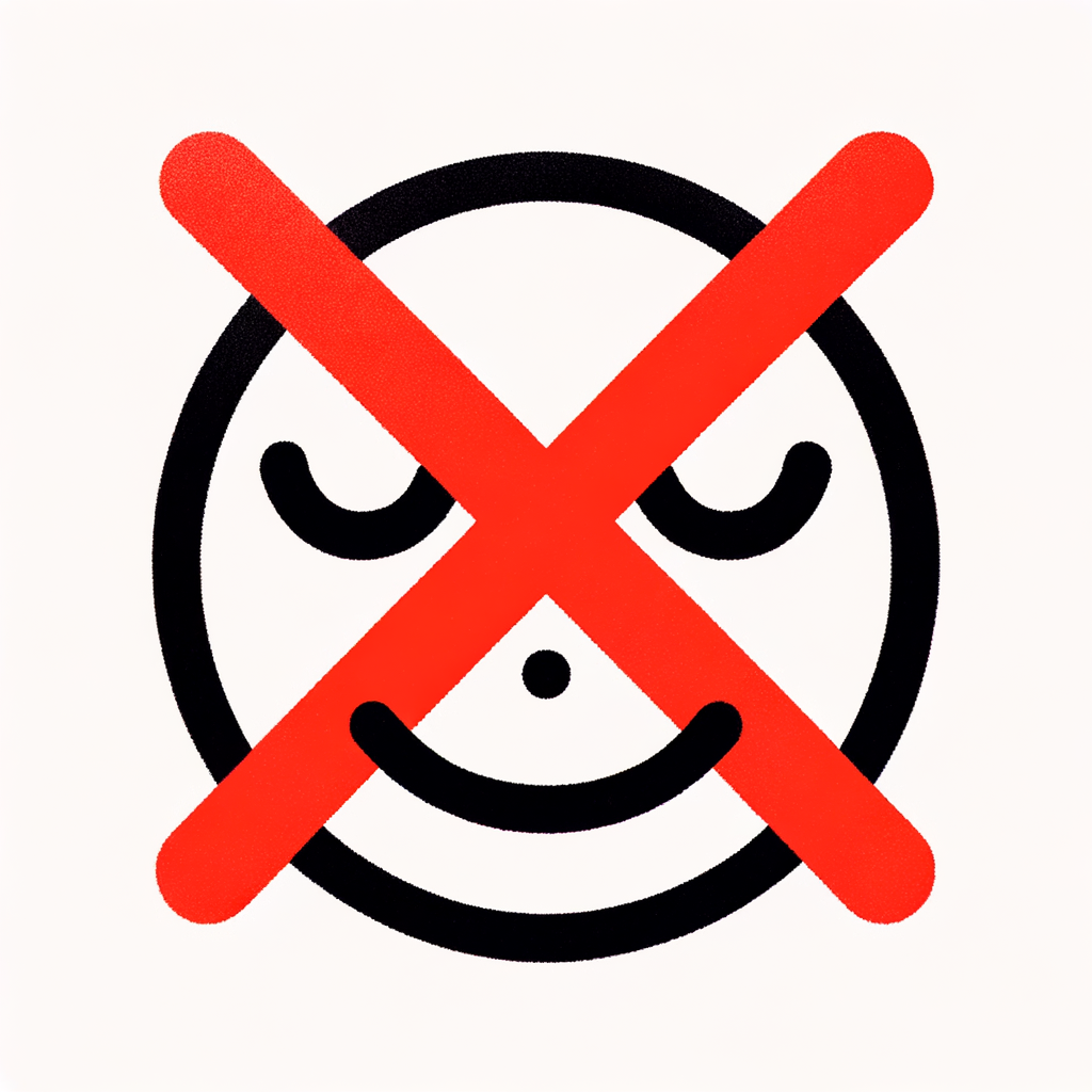 a smiling face with a red X marked through it