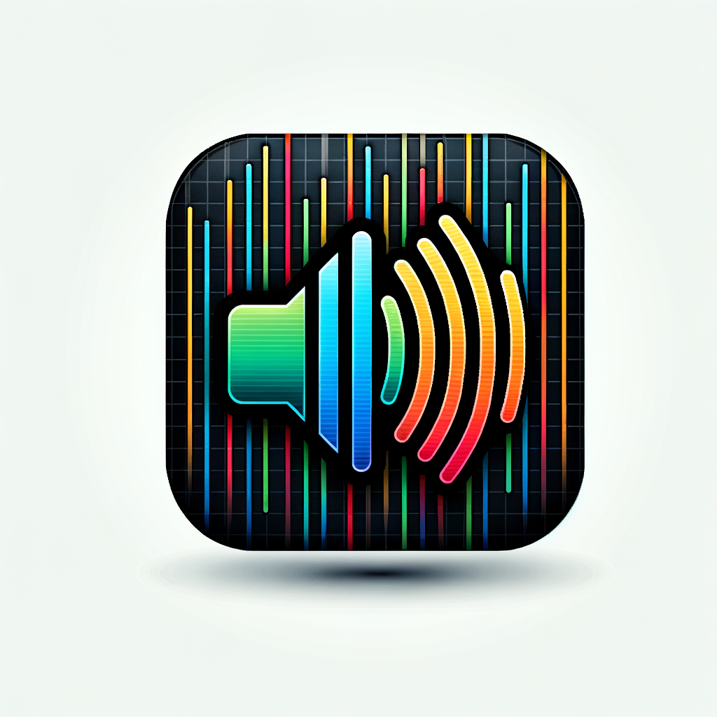 macos icon with volume lines multicolour and border with transparent background  outside the icon frame