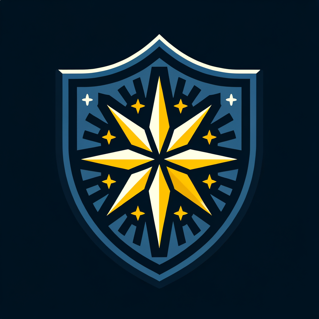 a dark blue shield with a yellow 6 points star in the middle png needs less than 250kb