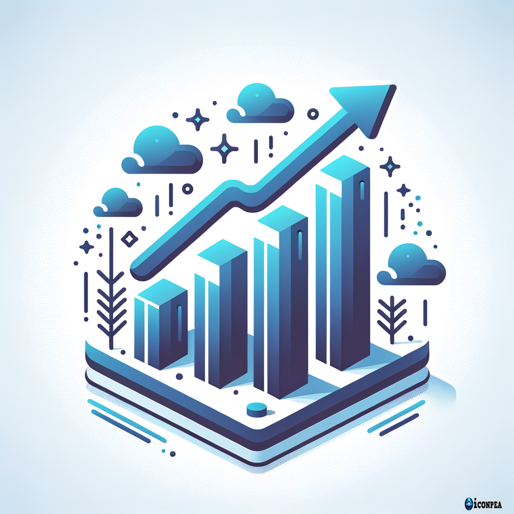 Subject: business growth arrow with abstract bars rising upward   Art Style: minimal gradient line icon   Lighting Style: none   Mood: professional, confident, strategic   Format: vector icon, clean geometry, consistent stroke weight   Color Style: soft blue-to-indigo gradient   Extra: no background, rounded corners, modern SaaS UI look