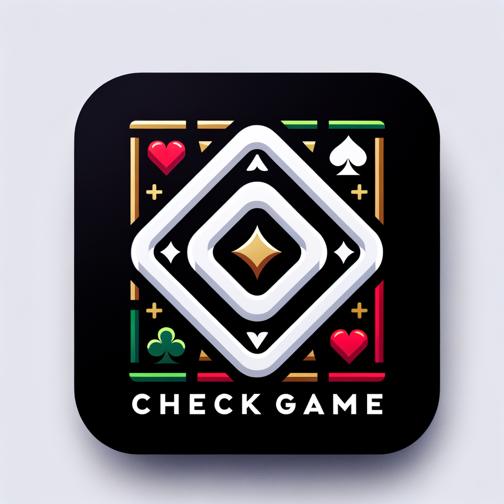 Crée un logo moderne et professionnel pour le jeu de cartes "CHECKGAME".   Le design doit être simple, clair et impactant, adapté à la fois pour une icône d'application (app icon) et un favicon de site web (taille carrée 512x512 px, avec beaucoup d'espace négatif pour rester lisible en petite taille).  Style : minimaliste, moderne, style jeu de cartes premium avec une touche africaine subtile ou dynamique. Palette de couleurs vives : rouge foncé, noir, or, blanc et accents de vert ou jaune.  Éléments principaux : - Le texte "CHECKGAME" en police bold, moderne et lisible (style sans serif ou légèrement stylisée comme un jeu de cartes) - Intégrer des motifs de cartes à jouer stylisés (cœurs, carreaux, piques, trèfles) ou des cartes en train d'être posées/jouées - Une icône centrale forte : un "C" stylisé comme une carte retournée, ou deux cartes qui se croisent en formant un "check" (✓), ou un paquet de cartes avec une explosion d'énergie - Effet de brillance ou d'ombre légère pour donner du relief - Fond transparent ou fond uni sombre pour le contraste  Version favicon : très simple, haute lisibilité même en 32x32 px → prioriser le texte "CG" ou une icône très épurée avec juste les initiales ou un symbole carte.  Rendu final : image carrée haute résolution 1024x1024 px, style vectoriel propre, couleurs saturées, design intemporel et professionnel pour un jeu de cartes mobile ou web.