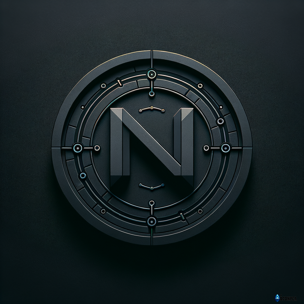 Modern operator-grade logo icon for a dark fintech/infra website (NEXUS). Create a single app-style icon tile: a rounded-square badge with deep charcoal/black matte fill, subtle grain/noise, and a thin neon edge glow. In the center, place a bold geometric letter “N” (one letter only) in a clean futuristic sans-serif, slightly embossed. Around the N, add a minimal “nexus core” motif: concentric rings + subtle crosshair + tiny connection nodes (signal routing feel), extremely restrained and high-end, not busy. Vector-clean shapes, crisp edges, minimal gradients, dark UI cyber aesthetic. No extra text, no other letters, no watermark.