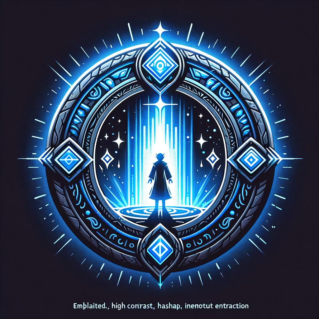 teleport npc icon, magical portal with npc silhouette, blue glow, remote interaction symbol, fantasy UI icon, centered, sharp details , fantasy MMORPG UI icon, metin2 style, 32x32, centered, dark background, high contrast, glowing edges, sharp, game interface icon, no text, no border