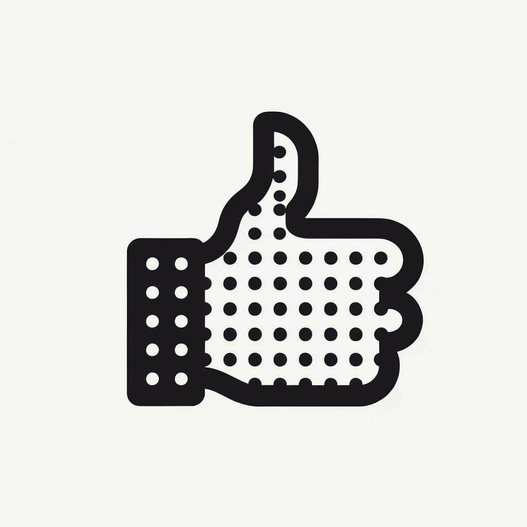 create a thumbs up icon in the dotted style. Keep it minimal. Use 36x36 grid. each row should not have more than 4 dots. Refer Nothing OS icon style.