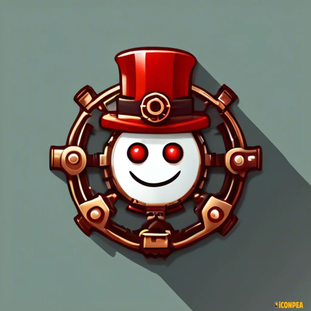 Here’s a well-crafted prompt in English for generating an icon for the "Red Snowman" app:  "Create a flat-style app icon for an application called 'Red Snowman'. The icon should feature the head of a snowman with a dark red color as the main body. Instead of a traditional hat, place a crown made of gear-like shapes (steampunk-inspired) on top of the snowman's head. The snowman's nose should be a carrot that looks bitten or broken at the end. Keep the design simple and minimalistic, typical of flat icon styles, with a limited number of details. Add subtle elements like small, white dots for eyes and a slight shadow or gradient for depth, but avoid overloading the design. The background should be clean and complementary, perhaps a cool tone like light gray or soft blue, to contrast with the dark red snowman. Ensure the overall look is modern, playful, and visually balanced.