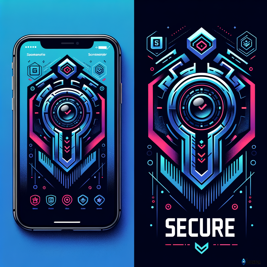 trendy, edgy and bold logo and icon for a secure mobile scanner