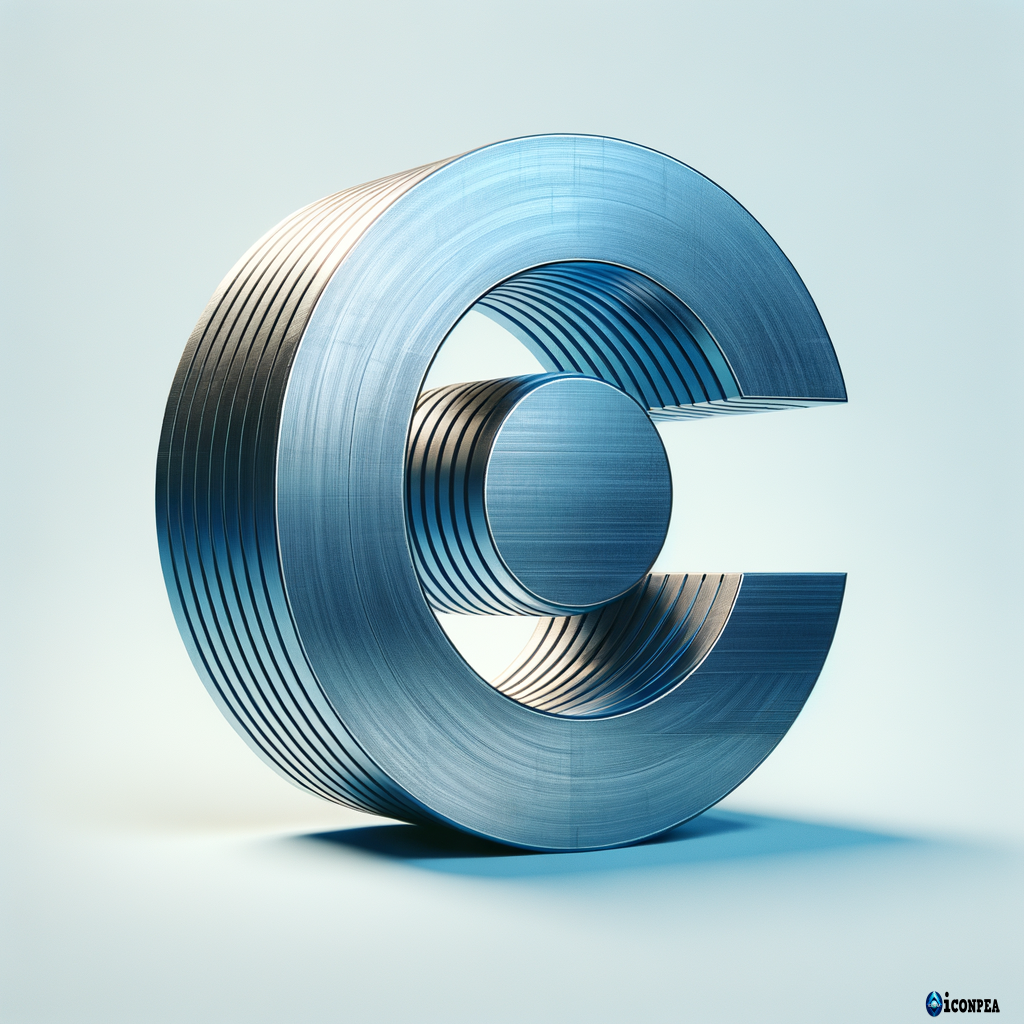 Two letters superimposed on each other: "CA". The letter C is huge, the letter A is smaller. The letter C, the letter A is nested inside it. The letters have a blue tint. Minimalism. Steel texture.