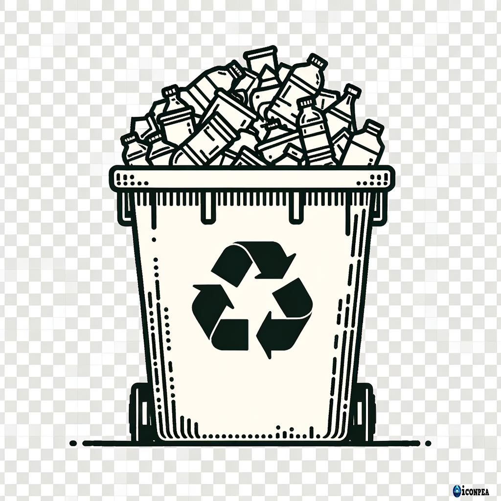 Overflowing waste during high generation days → Simple trash bin with overflow outline icon, transparent background