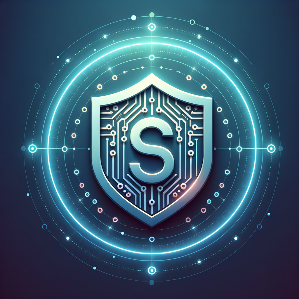 Create a premium, minimalist app icon for a smart university mobile application.  Central symbol: a modern, angular shield or badge, representing academic excellence and knowledge protection.  Inside the shield: embed a subtle abstract “S” formed from ultra-thin digital circuit lines, occupying ~20% of the shield area, blending naturally into the tech pattern, not immediately recognizable as a letter.  From the top corner of the shield: a vertical stream of glowing micro-particles and connected nodes, representing AI, neural data, and learning networks.  Surface: delicate geometric circuit textures and microchip accents, minimal and refined.  Background: soft circular digital halo made of fine grid lines and micro-dots, symbolizing cloud connectivity and AI networks.  Color palette: sky blue gradient (light cyan to deep azure), soft electric blue glow highlights.  Style: flat vector, ultra-clean geometry, subtle inner glow and layered shadow for depth, uncluttered, balanced composition.  No text. The “S” is purely decorative and integrated into the tech design.  Output: high-resolution PNG with transparent background, optimized for app icon clarity, square 1:1 ratio, modern, intelligent, premium academic branding style.