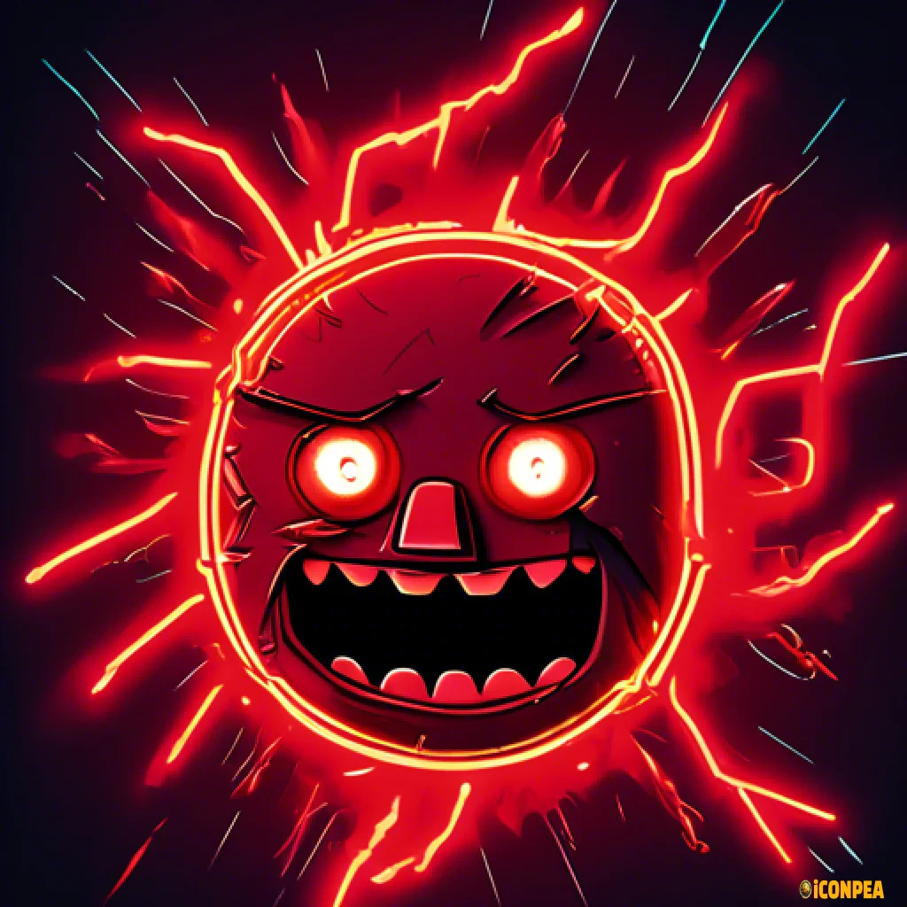 the head of an evil dark red snowman with red eyes, who has a big gear instead of a hat and a bitten carrot instead of a nose