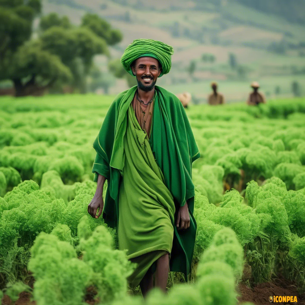 An Ethiopian farmers in green color