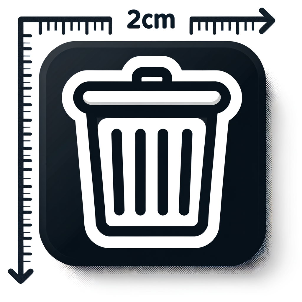 crée une icone noir et blanc 2d de 2cm sur 2cm a copier coller d'un emballaged'une poubelle propre et vide