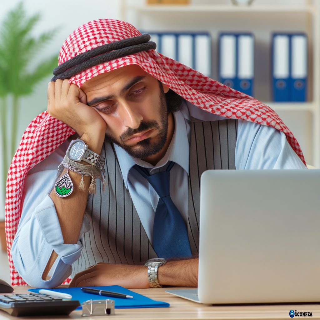 피곤한 컴퓨터하는 남자 만들어줘