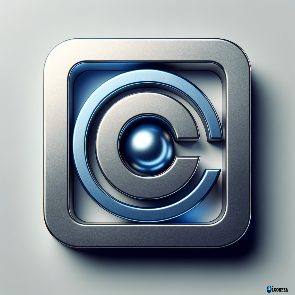 Icon: Two letters superimposed on each other: "CA". The letter C is huge, the letter A is smaller. The letter C, the letter A is nested inside it. The letters have a blue metallic tint. Minimalism. Steel texture.