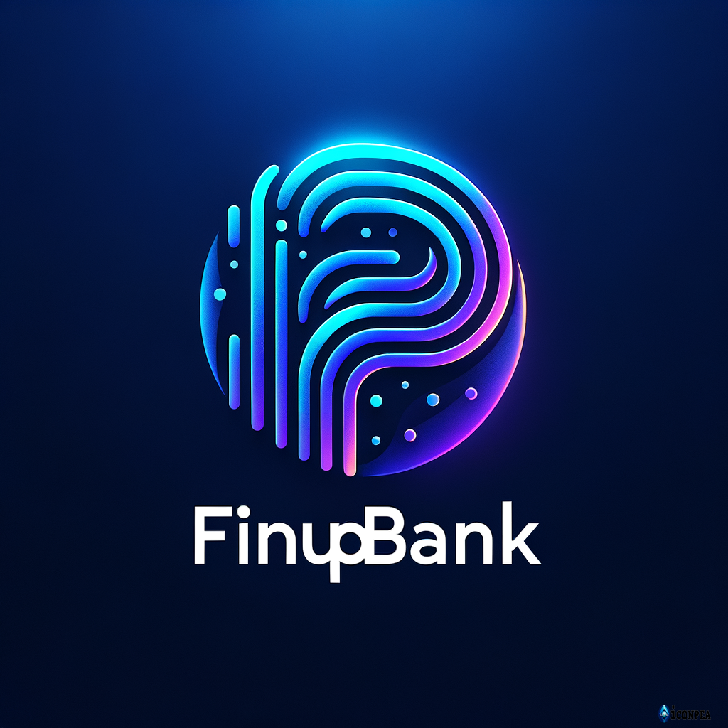Design a sleek and futuristic logo for FINUPBANK, a digital marketing & technology brand. The logo should reflect the high-tech, visionary feel of Veyora’s website. Use an abstract ‘F’ shape made from smooth, flowing lines or digital waves, symbolizing energy, innovation, and connectivity. Incorporate a gradient color palette of electric blue → deep purple → neon violet, giving it a glowing, cyberpunk-style aura. Use a clean, geometric sans-serif font for “FINUPBANK” that feels modern and bold. The design should be balanced, minimal yet powerful, and optimized for 4K / HD output with crisp lines and high clarity. Include both an icon (the ‘V’ symbol) and the wordmark, so the symbol can stand alone or with the text