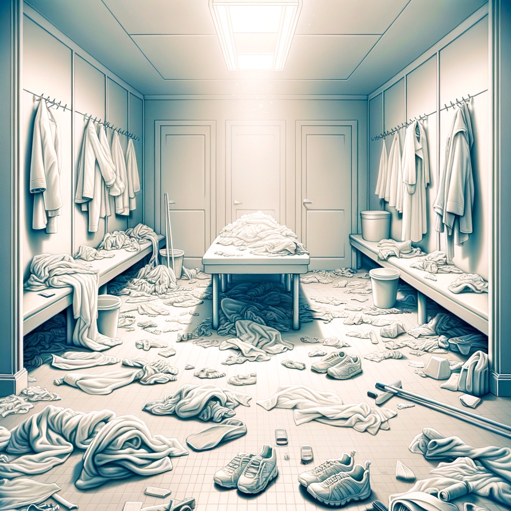 The changing room was clean and tidy, with floors free of dirt and watermarks, and no clothes or objects left lying on the floor.