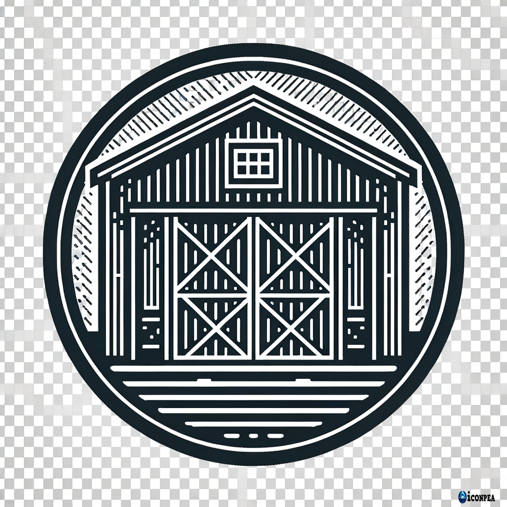Open warehouse / shed outline icon, transparent background