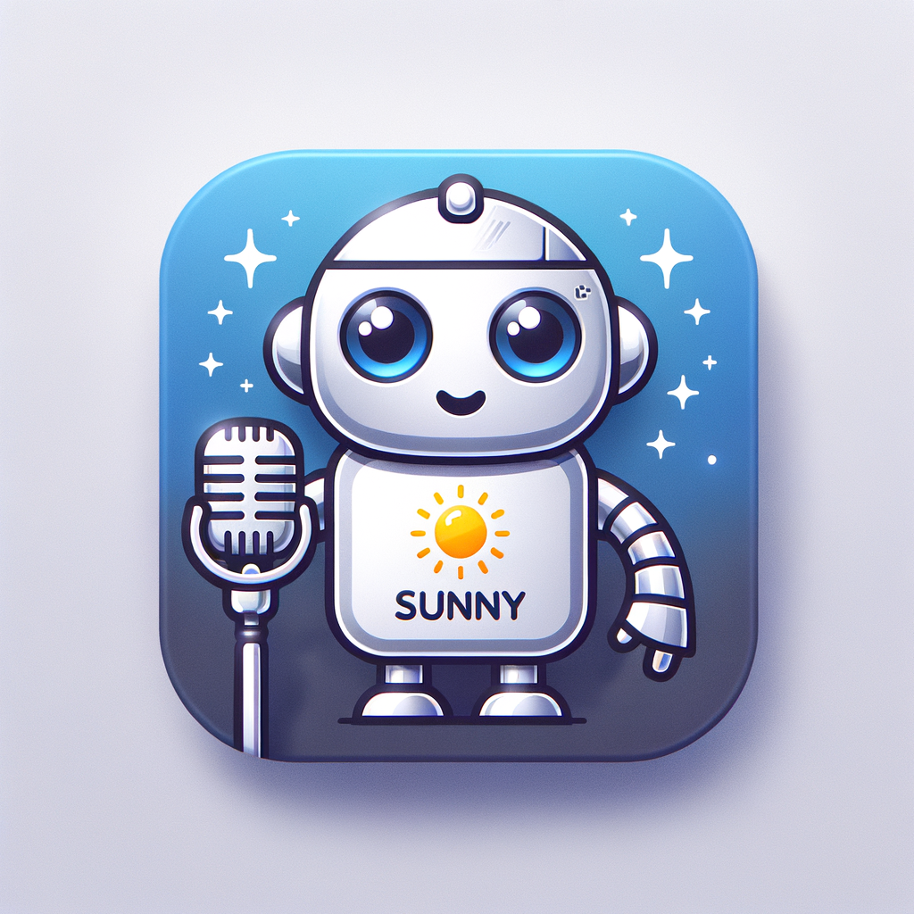 икона приложения для macos в виде милого робота с микрофоном sunny spech без текста