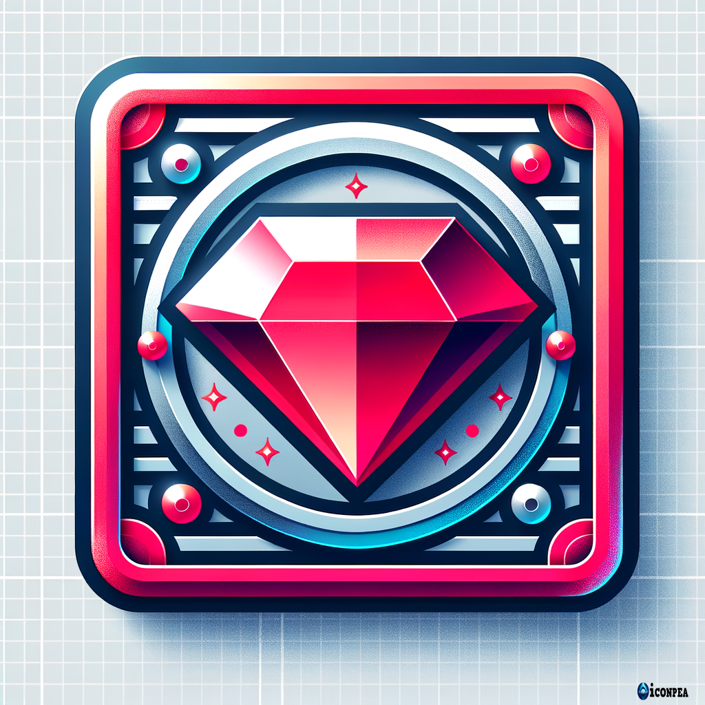 Kan dus skapa en ikon med en ram i färgen  #19717d och grå färg inanaför ramen och transparant runt ikonen, inne i ramen en rubinröd diamant. Ikonen ska vara modern djup , skuggor, och levande liksom