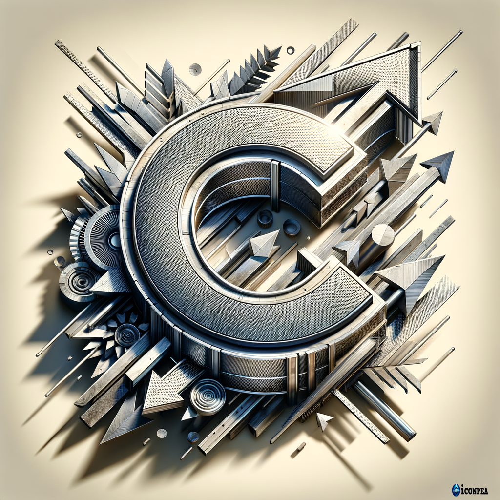 Icon: Two three-dimensional letters superimposed on each other: "CA". The letter C is huge, with beautiful three-dimensional arrows directed around it. The shade of steel, the texture of steel.