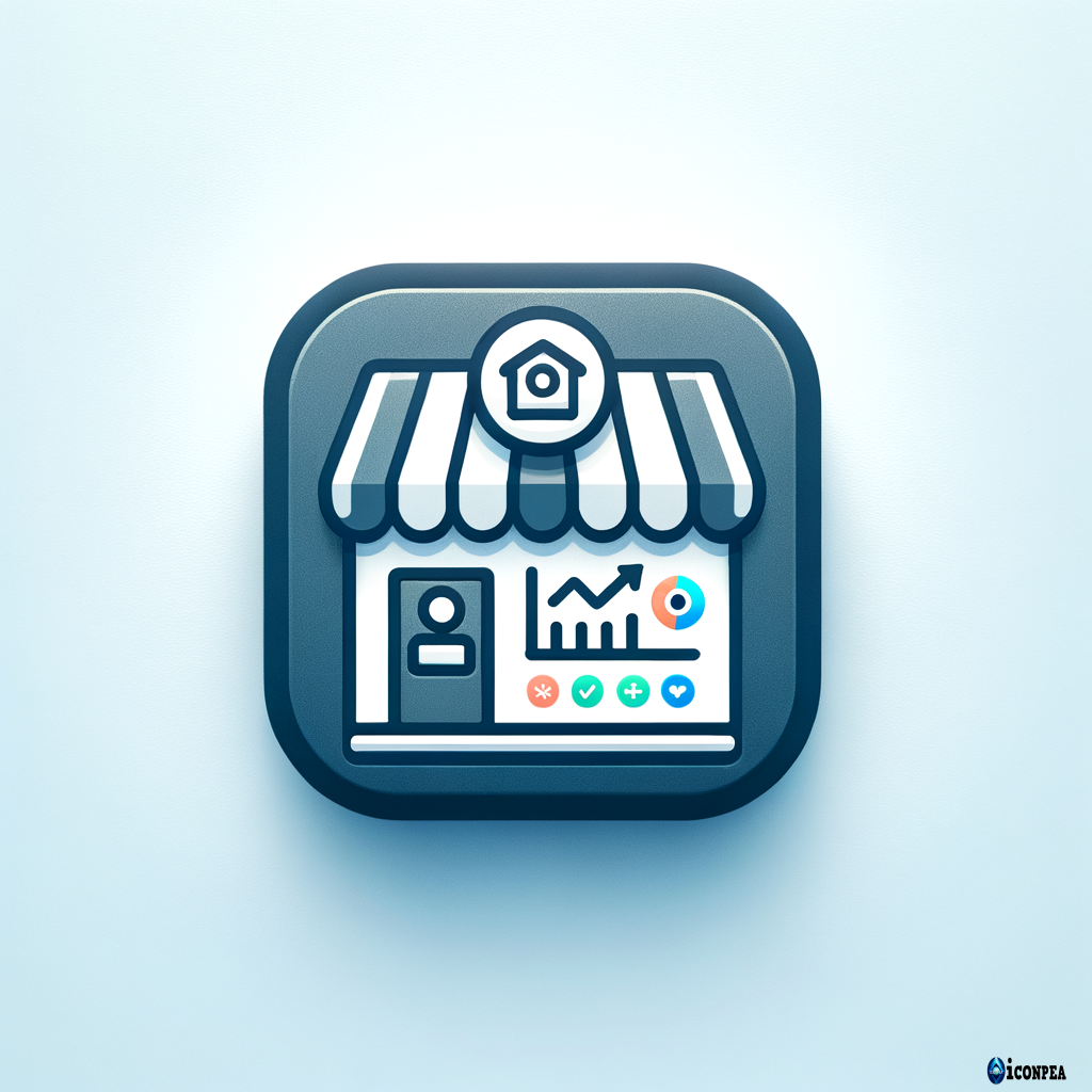 Create a modern professional app icon for a shop sales management application. The icon should represent business, sales tracking, and digital record keeping. Include elements like a small shop/store symbol, chart or report graphic, and subtle technology feel. Use clean minimalist design, soft professional colors (blue, green, or orange), rounded edges, and simple flat style. Make it suitable for mobile and desktop app icon, high resolution, clear background, and visually attractive but not complicated.