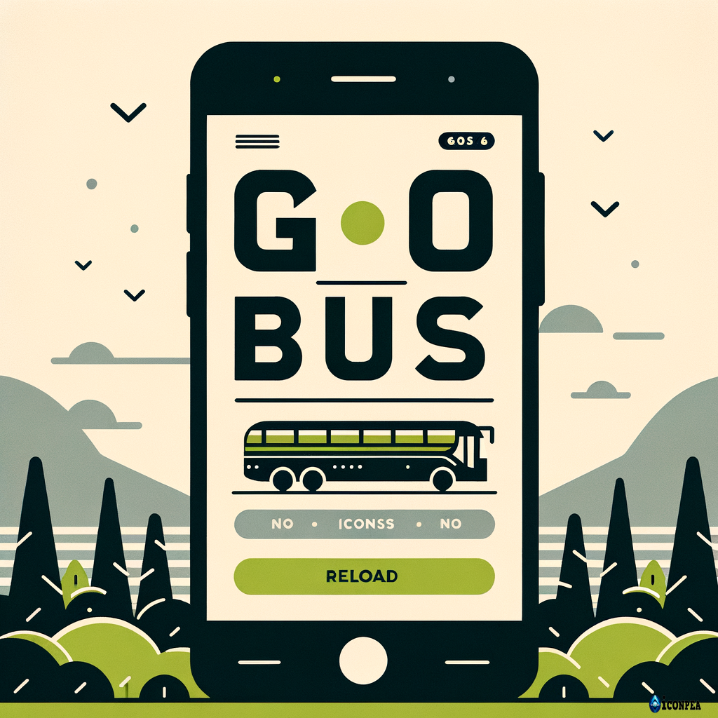 Minimal flat typographic splash screen for a mobile app called "GoBus Reload". Text-based design only. The word "GoBus" centered in the main area, "Go" in dark gray (#333333), "Bus" in lime green (#BADA55). A horizontal band at the bottom occupying about 25% of the image, band color lime green (#C9D645). Inside the band, the text "RELOAD" centered, uppercase, dark gray text (#333333). Light cream background (#F1F5D8). No icons, no symbols, no gradients, no shadows. Clean, modern, professional branding.
