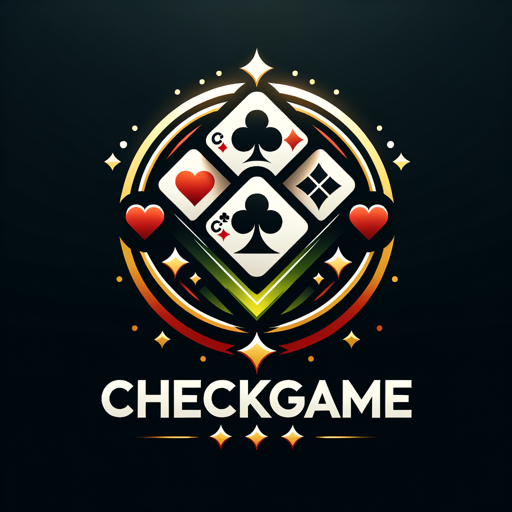 Crée un logo moderne et professionnel pour le jeu de cartes "CHECKGAME".   Le design doit être simple, clair et impactant, adapté à la fois pour une icône d'application (app icon) et un favicon de site web (taille carrée 512x512 px, avec beaucoup d'espace négatif pour rester lisible en petite taille).  Style : minimaliste, moderne, style jeu de cartes premium avec une touche africaine subtile ou dynamique. Palette de couleurs vives : rouge foncé, noir, or, blanc et accents de vert ou jaune.  Éléments principaux : - Le texte "CHECKGAME" en police bold, moderne et lisible (style sans serif ou légèrement stylisée comme un jeu de cartes) - Intégrer des motifs de cartes à jouer stylisés (cœurs, carreaux, piques, trèfles) ou des cartes en train d'être posées/jouées - Une icône centrale forte : un "C" stylisé comme une carte retournée, ou deux cartes qui se croisent en formant un "check" (✓), ou un paquet de cartes avec une explosion d'énergie - Effet de brillance ou d'ombre légère pour donner du relief - Fond transparent ou fond uni sombre pour le contraste  Version favicon : très simple, haute lisibilité même en 32x32 px → prioriser le texte "CG" ou une icône très épurée avec juste les initiales ou un symbole carte.  Rendu final : image carrée haute résolution 1024x1024 px, style vectoriel propre, couleurs saturées, design intemporel et professionnel pour un jeu de cartes mobile ou web.