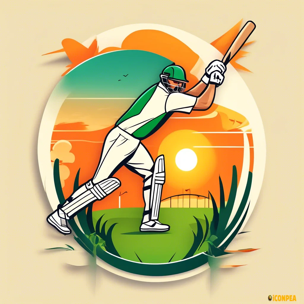 A bold and modern splash screen or poster-style illustration for a cricket scoring app named "Gully Score Live" by Munexa Studio. Show a stylized batsman mid-shot, holding a bat with a scenic sunset or sunrise background – orange sun, green hills, blue water, clouds, birds, and cricket stumps. The batsman should wear a white uniform with "Munexa Studio" on the chest. Use flat illustration style with clean lines and vibrant colors – green, orange, white, and blue. Place the text "Gully Score Live" at the top in bold, clean sans-serif font. Balanced composition, minimal shadows, artistic but professional. Ideal for mobile app splash screen or marketing banner.