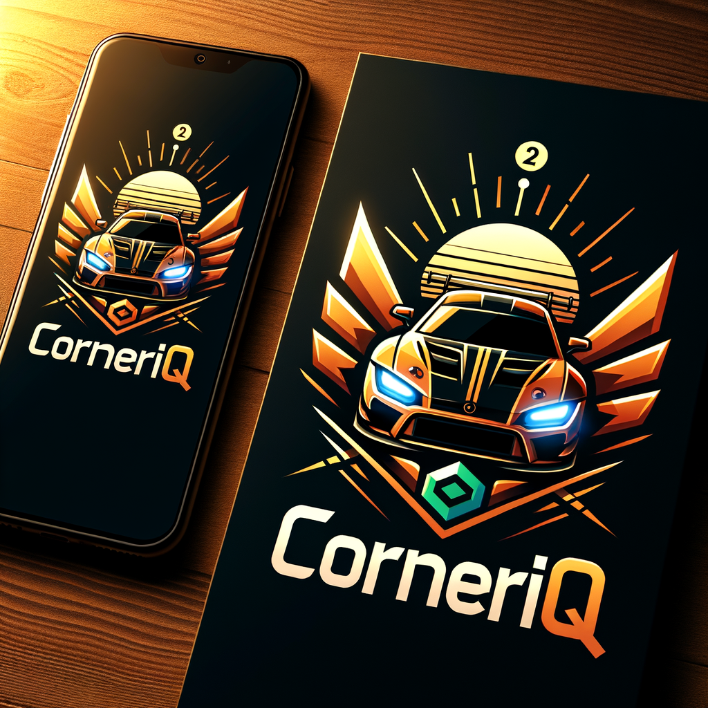 create me a logotype for an android app that is about racing. App compare two racing laps, same track, same cars, two racing laps. app name is CornerIQ. Create a logotype for that app.