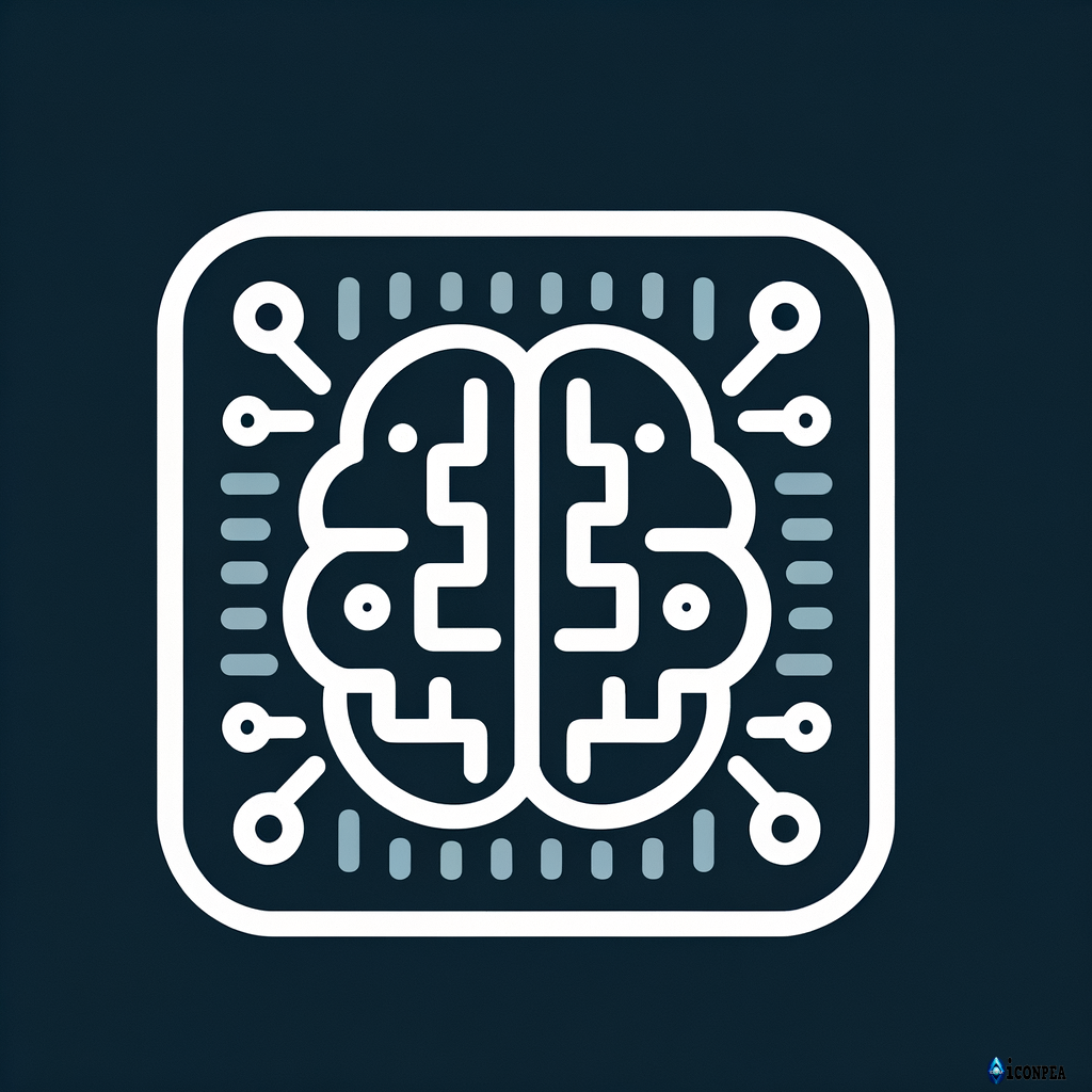 Quero um ícone de IA moderno, estilo minimalista com fundo escuro e com ícones como cérebro e circuito de microchip