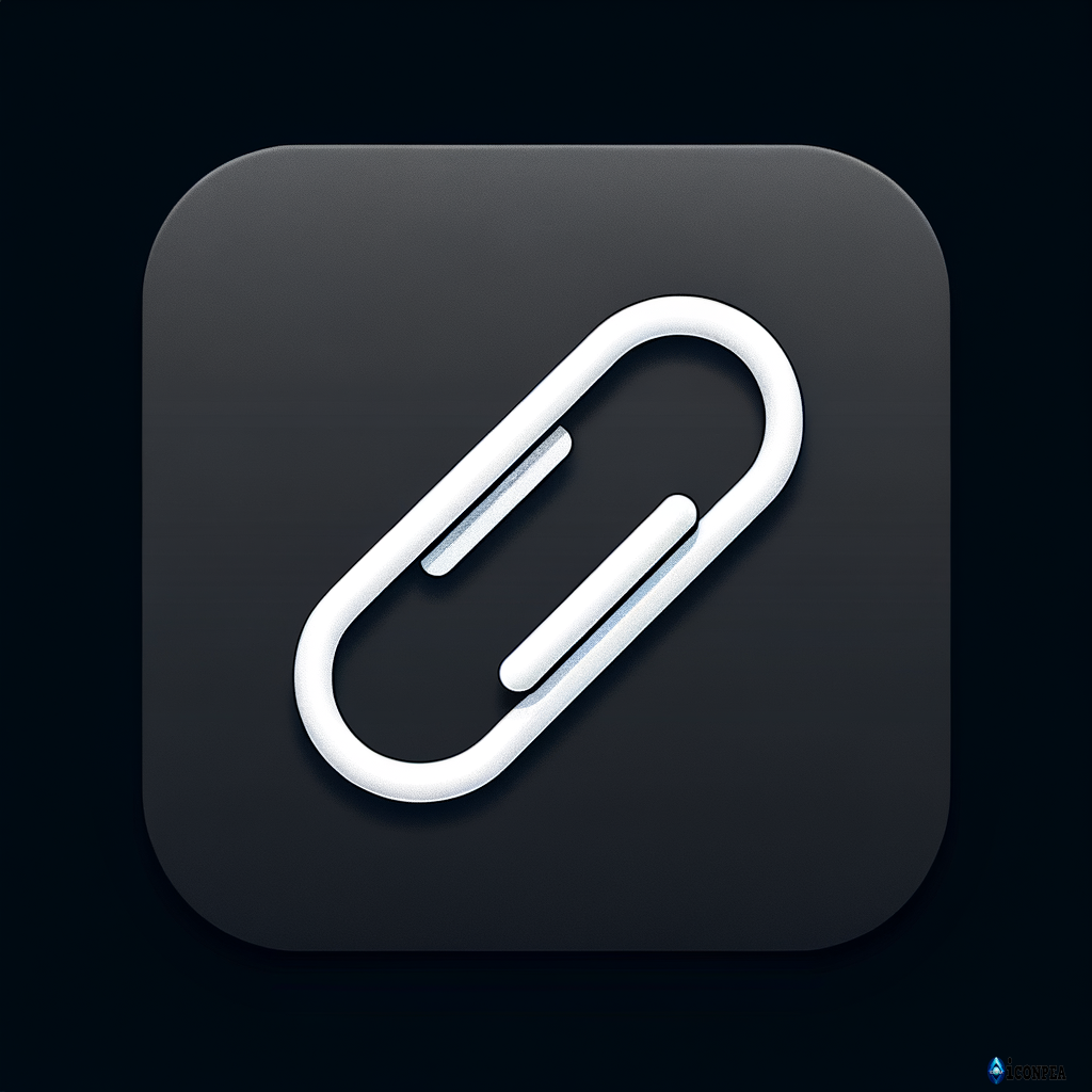paperclip flat at 45 on a square MacOS style icon black bg