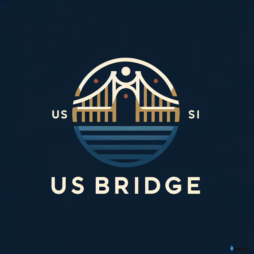 Create a premium, minimal, professional logo for “US Bridge” with the text exactly as: US Bridge Use an elegant, simple bridge icon inspired by the letters U and S, clearly readable and high-end. The style should be modern, corporate, timeless, and suitable for business consulting and global services. Colors: blend navy blue and white with elegant royal gold, with red used minimally as an accent. The logo must be clean, balanced, and look great on dark and light backgrounds without any words extra only US Bridge ..please make it on normal size and potition
