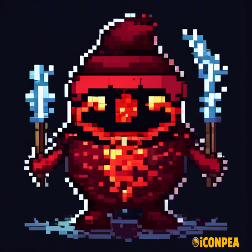 the head of an evil dark red snowman with red eyes, who has a big gear instead of a hat and a bitten carrot instead of a nose